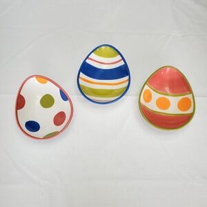 Vtg Home & Garden Party●Ceramic Stoneware Easter Egg Candy Dishes●Set Of 3●NOS